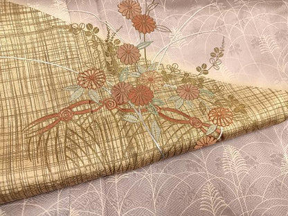 平和屋着物●訪問着　作家物　刺繍　草花文　暈し染め　金彩　正絹　逸品　AABH8366ph