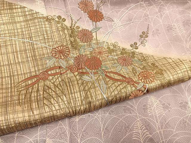 平和屋着物●訪問着　作家物　刺繍　草花文　暈し染め　金彩　正絹　逸品　AABH8366ph