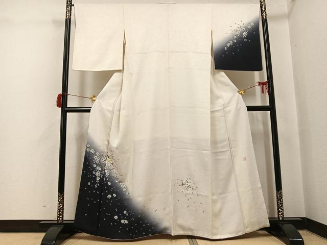 平和屋着物●訪問着　作家物　螺鈿　枝桜　暈し染め　金彩　正絹　逸品　AABH8367ph