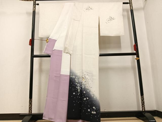 平和屋着物●訪問着　作家物　螺鈿　枝桜　暈し染め　金彩　正絹　逸品　AABH8367ph
