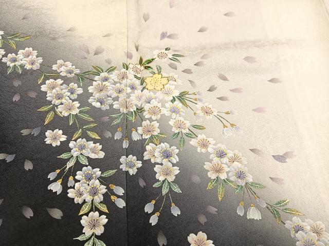 平和屋着物●訪問着　作家物　螺鈿　枝桜　暈し染め　金彩　正絹　逸品　AABH8367ph