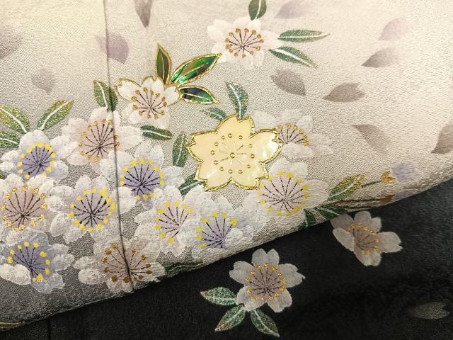 平和屋着物●訪問着　作家物　螺鈿　枝桜　暈し染め　金彩　正絹　逸品　AABH8367ph