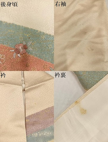 平和屋着物●訪問着　刺繍　草花文　金彩　正絹　逸品　AABH8373ph