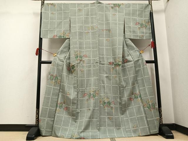 平和屋着物●上質な紬　草木文　正絹　逸品　AABH8376ph