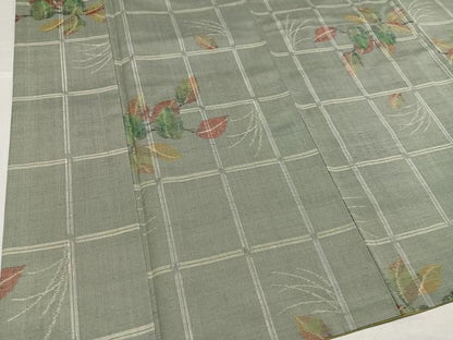 平和屋着物●上質な紬　草木文　正絹　逸品　AABH8376ph