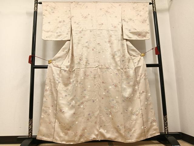 平和屋着物●上質な小紋　草花文　金彩　正絹　逸品　未使用　AABH8378ph