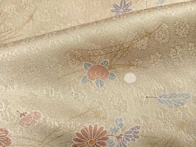 平和屋着物●上質な小紋　草花文　金彩　正絹　逸品　未使用　AABH8378ph