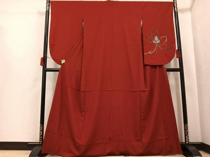 平和屋着物●小振袖　二尺袖　刺繍　舞花文　金糸　正絹　逸品　AABH8382ph