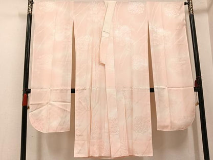 平和屋着物●振袖用長襦袢　無双仕立て　草花地紋　暈し染め　正絹　逸品　未使用　AABH8384ph