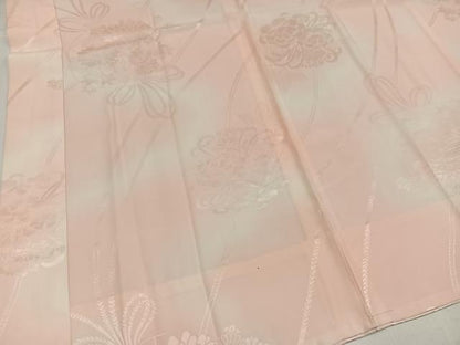 平和屋着物●振袖用長襦袢　無双仕立て　草花地紋　暈し染め　正絹　逸品　未使用　AABH8384ph
