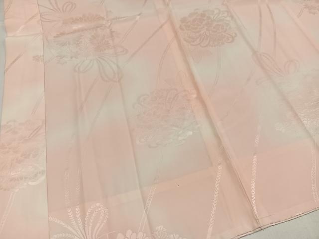 平和屋着物●振袖用長襦袢　無双仕立て　草花地紋　暈し染め　正絹　逸品　未使用　AABH8384ph