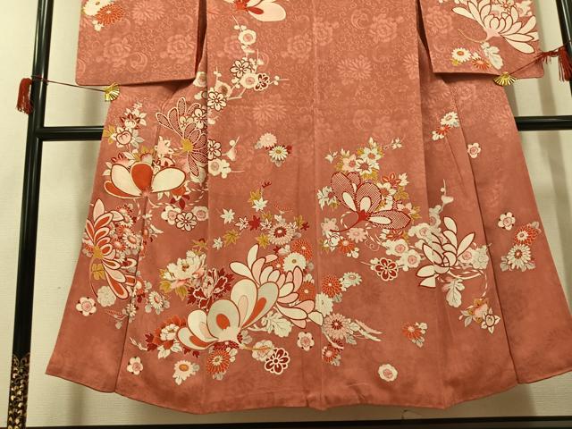 平和屋着物●アンティーク　大正ロマン　訪問着　枝花文　正絹　逸品　AABH8385ph