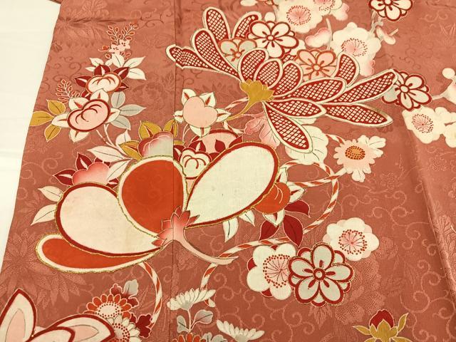 平和屋着物●アンティーク　大正ロマン　訪問着　枝花文　正絹　逸品　AABH8385ph