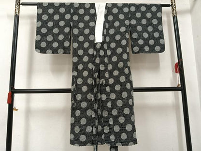 平和屋着物●長襦袢　単衣　丸文　黒地　AABH8389ph