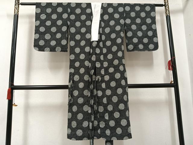 平和屋着物●長襦袢　単衣　丸文　黒地　AABH8389ph