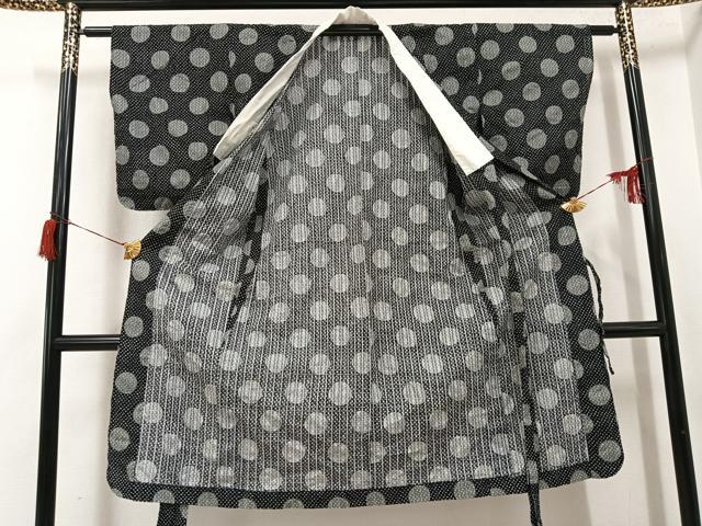 平和屋着物●長襦袢　単衣　丸文　黒地　AABH8389ph