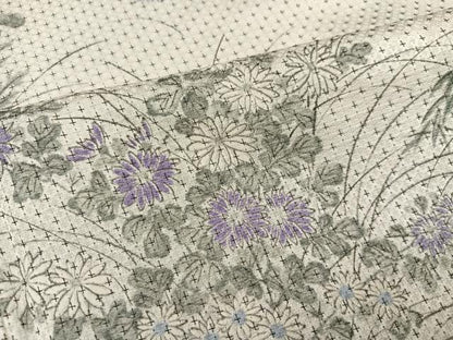 平和屋着物●上質な小紋　お召地　手描き　草花文　正絹　逸品　AABH8394ph