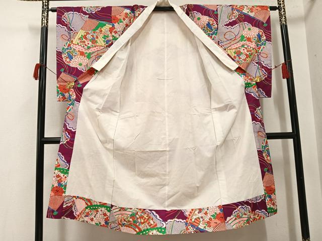 平和屋着物●アンティーク　大正ロマン　長襦袢　袷　檜扇草花文　正絹　逸品　AABH8399ph