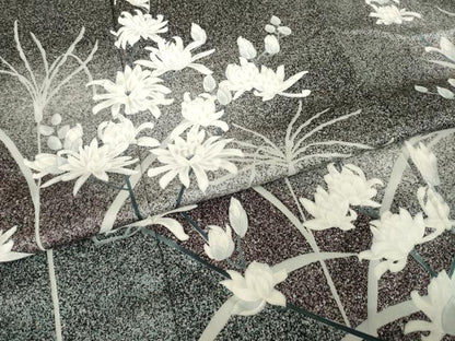 平和屋着物●訪問着　菊　たたき染め　黒地　正絹　逸品　AABH8404ck