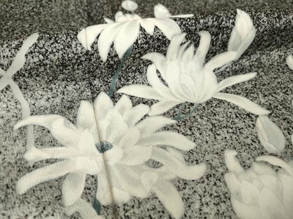 平和屋着物●訪問着　菊　たたき染め　黒地　正絹　逸品　AABH8404ck