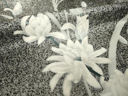 平和屋着物●訪問着　菊　たたき染め　黒地　正絹　逸品　AABH8404ck