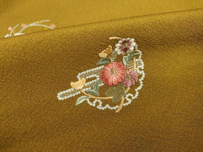 平和屋着物●豪華振袖　刺繍　雪輪花文　正絹　逸品　AABH8405ck