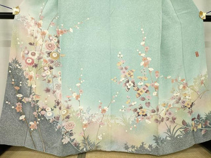 平和屋着物●訪問着　友禅　作家物　草花文　暈し染め　正絹　逸品　AABH8407ck