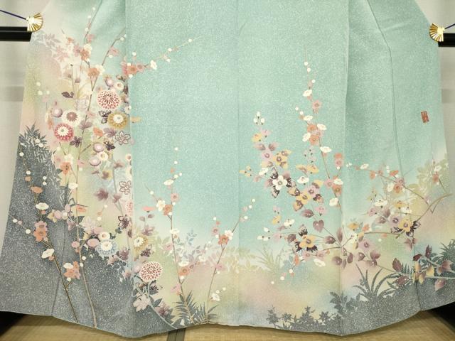 平和屋着物●訪問着　友禅　作家物　草花文　暈し染め　正絹　逸品　AABH8407ck