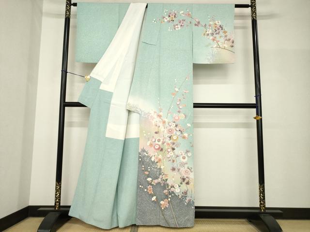 平和屋着物●訪問着　友禅　作家物　草花文　暈し染め　正絹　逸品　AABH8407ck