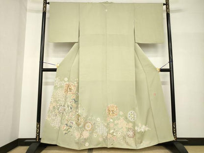 平和屋着物●豪華色留袖　友禅　作家物　栄一　鳳凰更紗花文　金彩　正絹　逸品　AABH8409ck