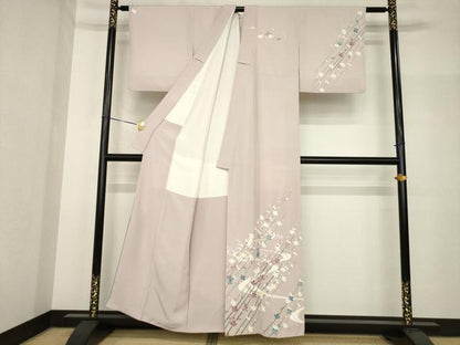 平和屋着物●本加賀友禅作家　奥田勝将　訪問着　流水枝梅文　正絹　逸品　AABH8410ck