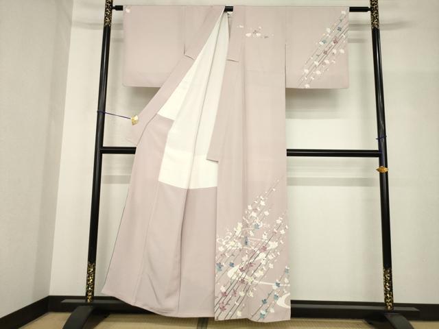 平和屋着物●本加賀友禅作家　奥田勝将　訪問着　流水枝梅文　正絹　逸品　AABH8410ck