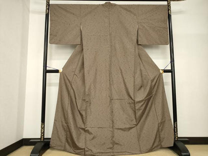 平和屋着物●ひげ紬　格子　正絹　逸品　AABH8411ck
