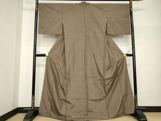 平和屋着物●ひげ紬　格子　正絹　逸品　AABH8411ck