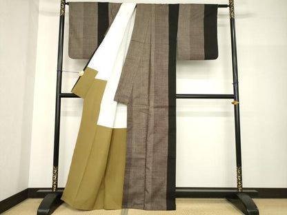 平和屋着物●本場大島紬　一元7マルキ　間道　正絹　逸品　AABH8413ck