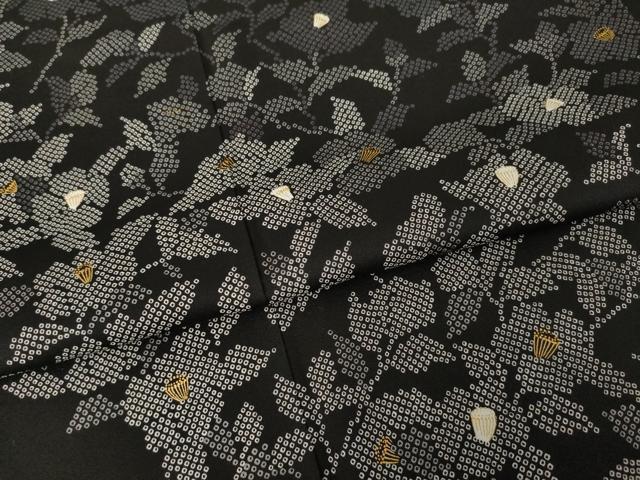 平和屋着物●創業460年・千總　訪問着　椿　黒地　金彩　正絹　逸品　AABH8414ck