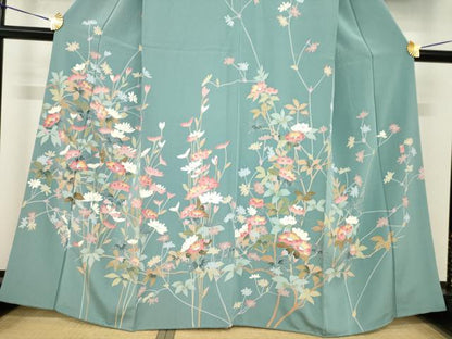 平和屋着物●訪問着　友禅　作家物　平安　草花文　正絹　逸品　AABH8415ck