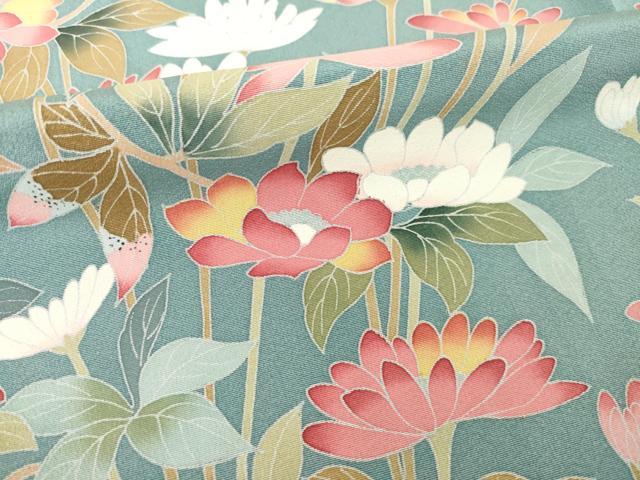 平和屋着物●訪問着　友禅　作家物　平安　草花文　正絹　逸品　AABH8415ck