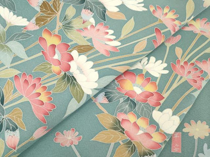 平和屋着物●訪問着　友禅　作家物　平安　草花文　正絹　逸品　AABH8415ck