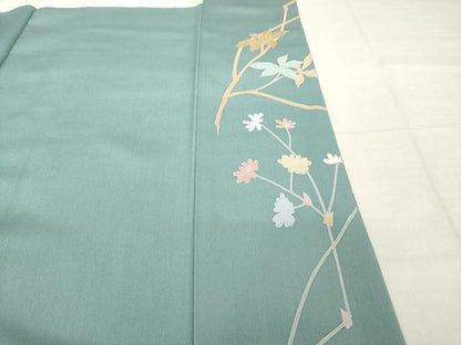 平和屋着物●訪問着　友禅　作家物　平安　草花文　正絹　逸品　AABH8415ck