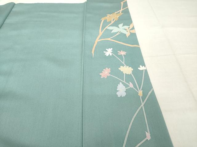 平和屋着物●訪問着　友禅　作家物　平安　草花文　正絹　逸品　AABH8415ck
