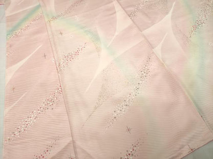 平和屋着物●パリコレクション　ファッションモデル・デザイナー　山口小夜子　小紋　飛鶴文　暈し染め　銀彩　正絹　逸品　AABH8421ck