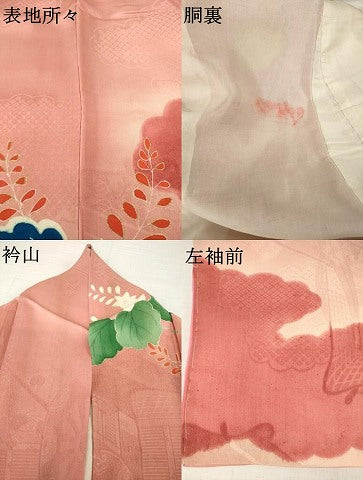 平和屋着物●アンティーク　大正ロマン　訪問着　駒刺繍　桐　金彩　正絹　逸品　AABH8423ck
