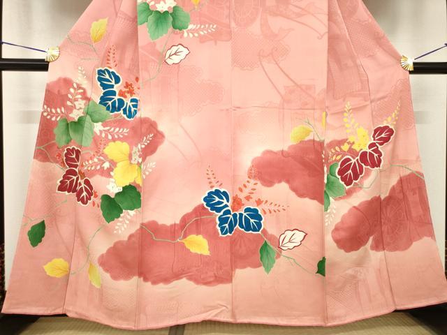 平和屋着物●アンティーク　大正ロマン　訪問着　駒刺繍　桐　金彩　正絹　逸品　AABH8423ck