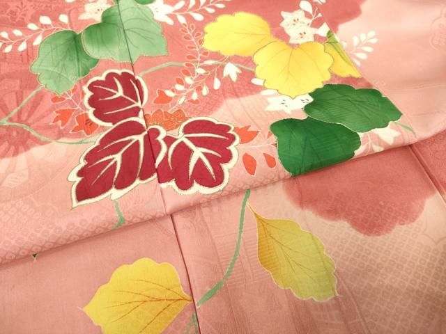 平和屋着物●アンティーク　大正ロマン　訪問着　駒刺繍　桐　金彩　正絹　逸品　AABH8423ck