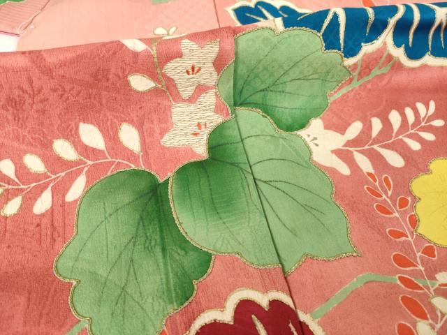 平和屋着物●アンティーク　大正ロマン　訪問着　駒刺繍　桐　金彩　正絹　逸品　AABH8423ck