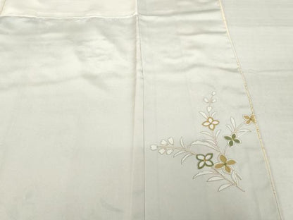 平和屋着物●訪問着　駒刺繍　更紗飾花文　暈し染め　金彩　正絹　逸品　AABH8424ck