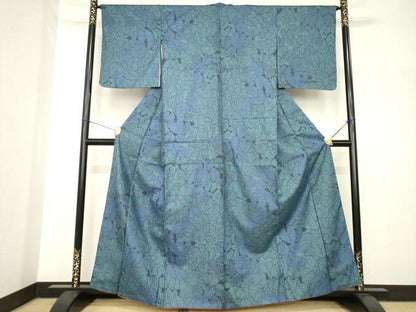 平和屋着物●上質な小紋　紬地　葉尽くし　正絹　逸品　AABH8425ck
