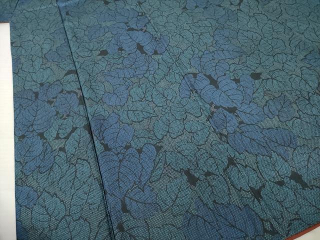 平和屋着物●上質な小紋　紬地　葉尽くし　正絹　逸品　AABH8425ck