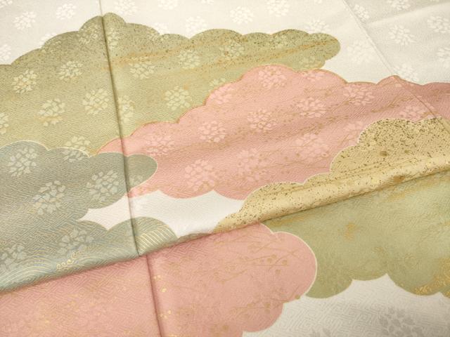 平和屋着物●訪問着　駒刺繍　雲重ね文　金彩　正絹　逸品　AABH8426ck